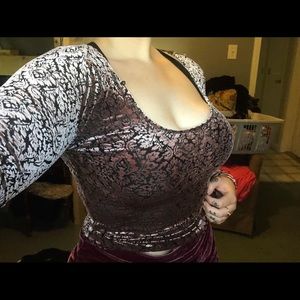 Vintage purple velvet long sleeve shirt